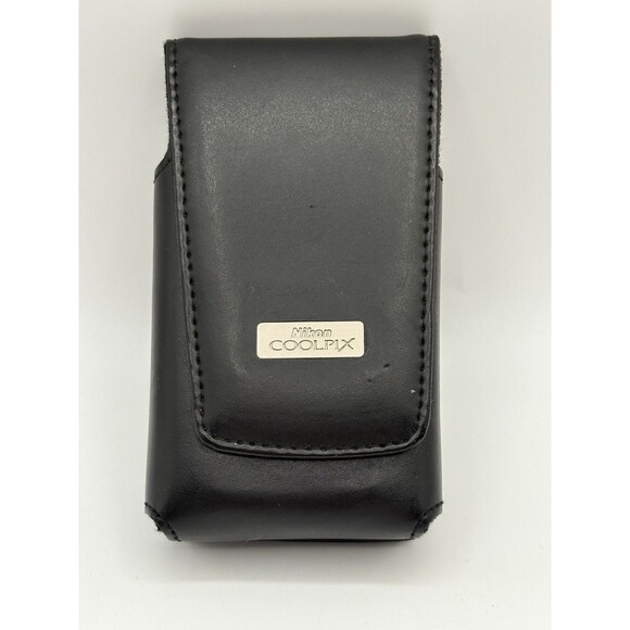 Nikon Coolpix Black Leather Camera Case Magnetic Closure Belt Loop - Picture 1 of 5